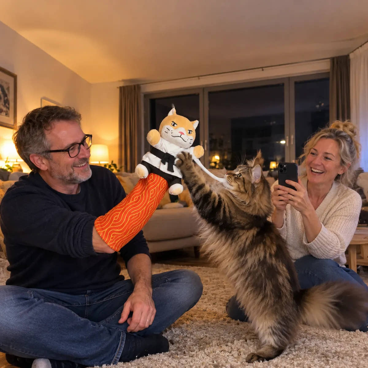 Symbolbild: Ein Paar spielt mit seiner Katze.